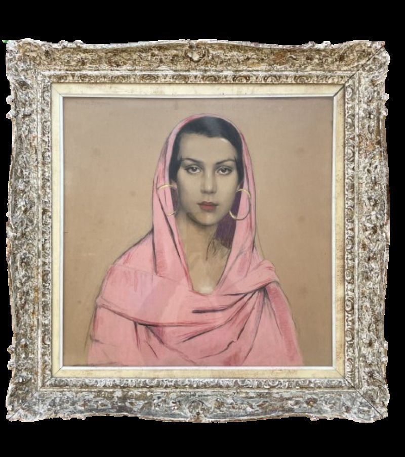 Portrait Of A Veiled Woman By Gustave Brisgand (1867 1944), Art Déco, France
