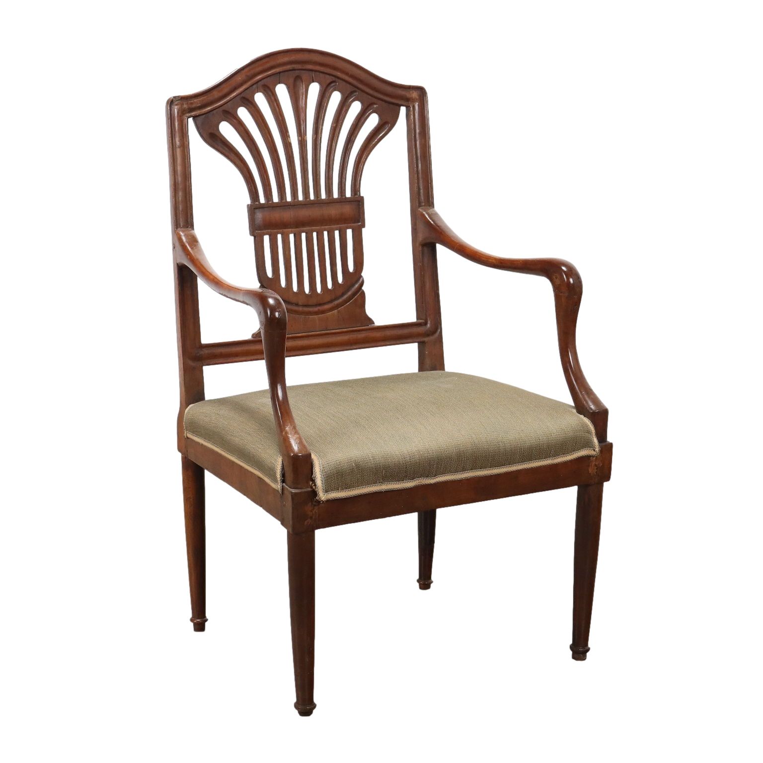 Antique Directoire Armchair Walnut Fabric Italy XVIII Century