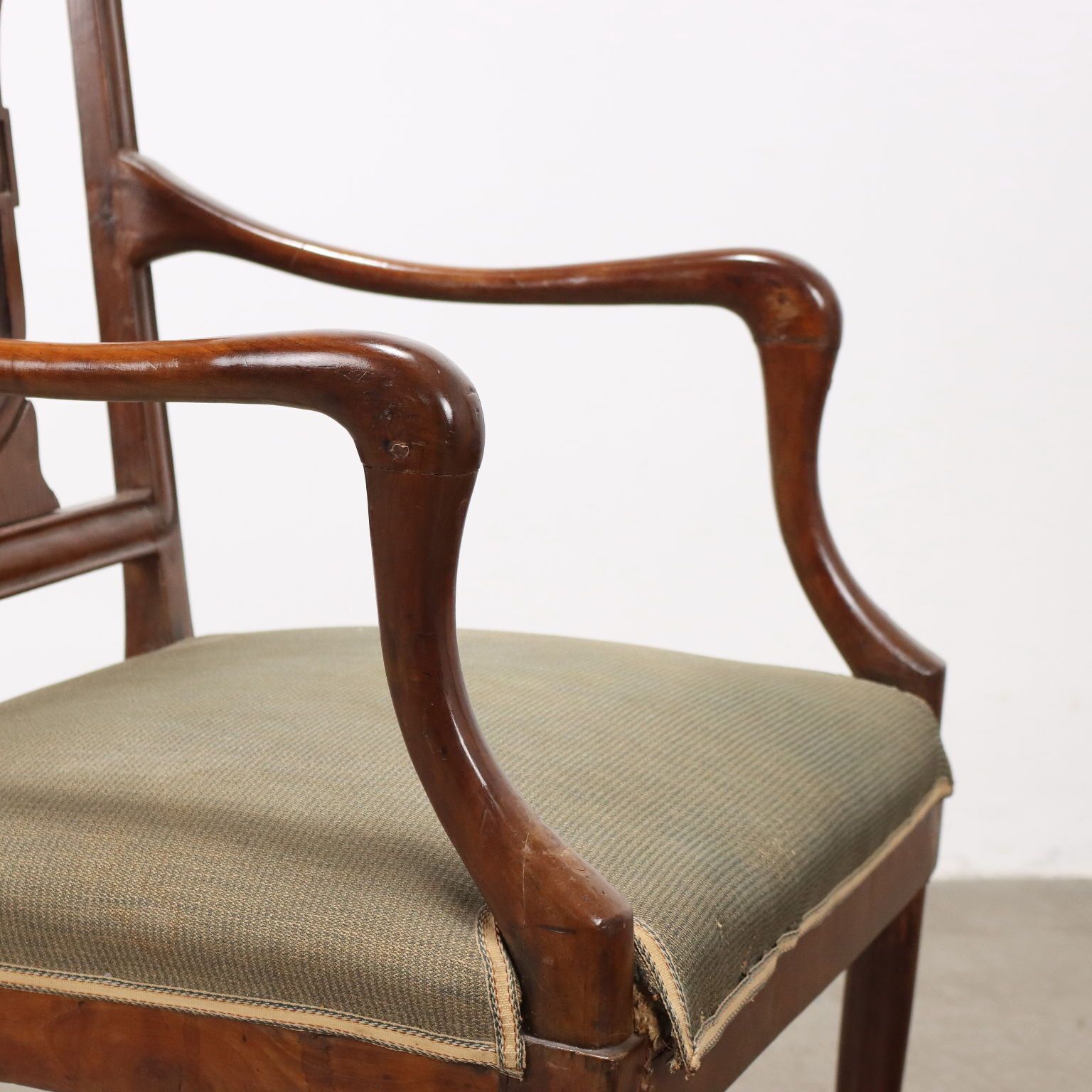 Antique Directoire Armchair Walnut Fabric Italy XVIII Century photo 350.0