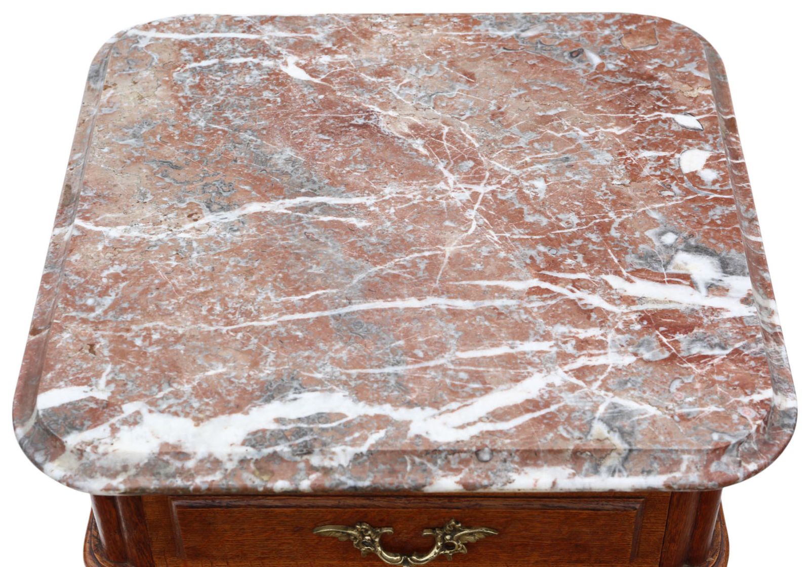 Antique C.1910 Oak Pair Of Marble Top Bedside Tables – Fine Quality Nightstands photo buy