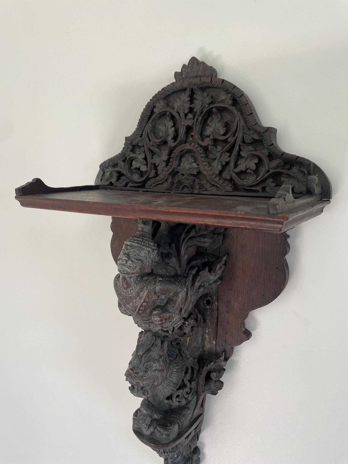 A Beautifully Carved East Asian Wall Shelf photo for sale