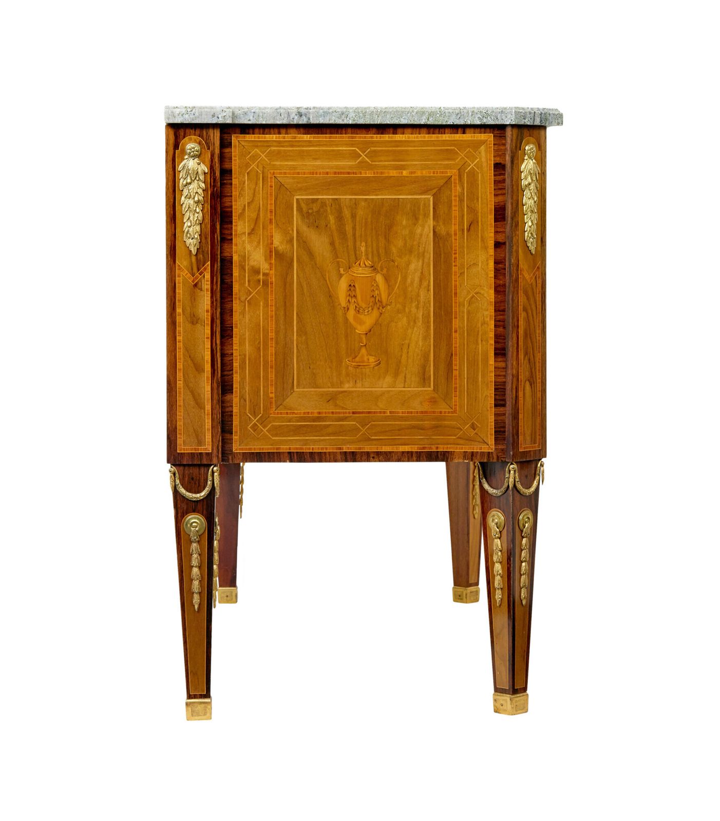 Early 20th Century Inlaid Walnut Commode With Marble Top photo furniture