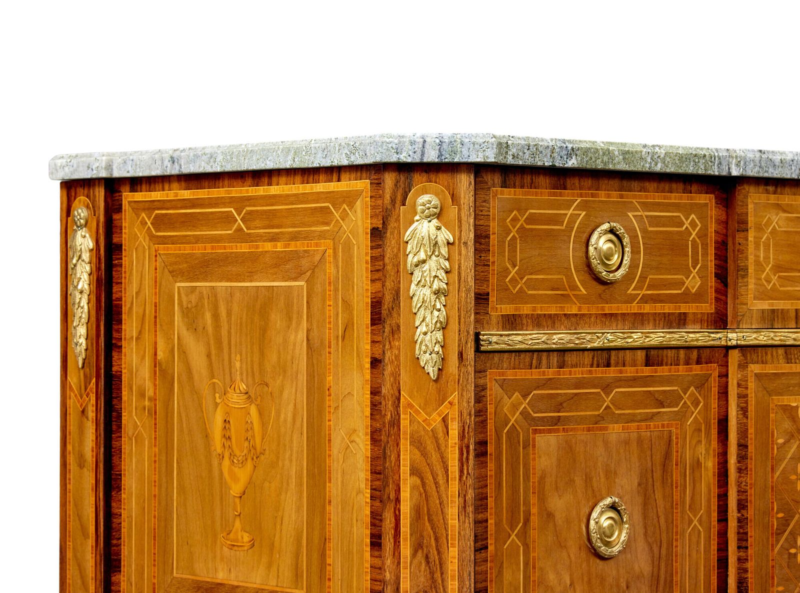 photo for sale Early 20th Century Inlaid Walnut Commode With Marble Top