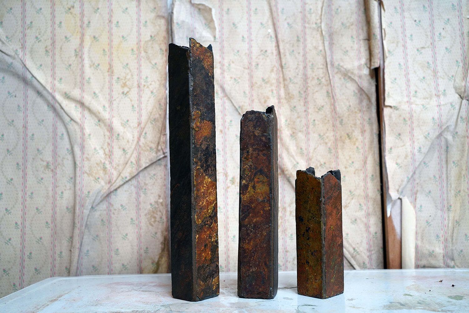 A Trio Of Mid 20thc Brutalist Graduating Slate Vases C.1970 photo furniture