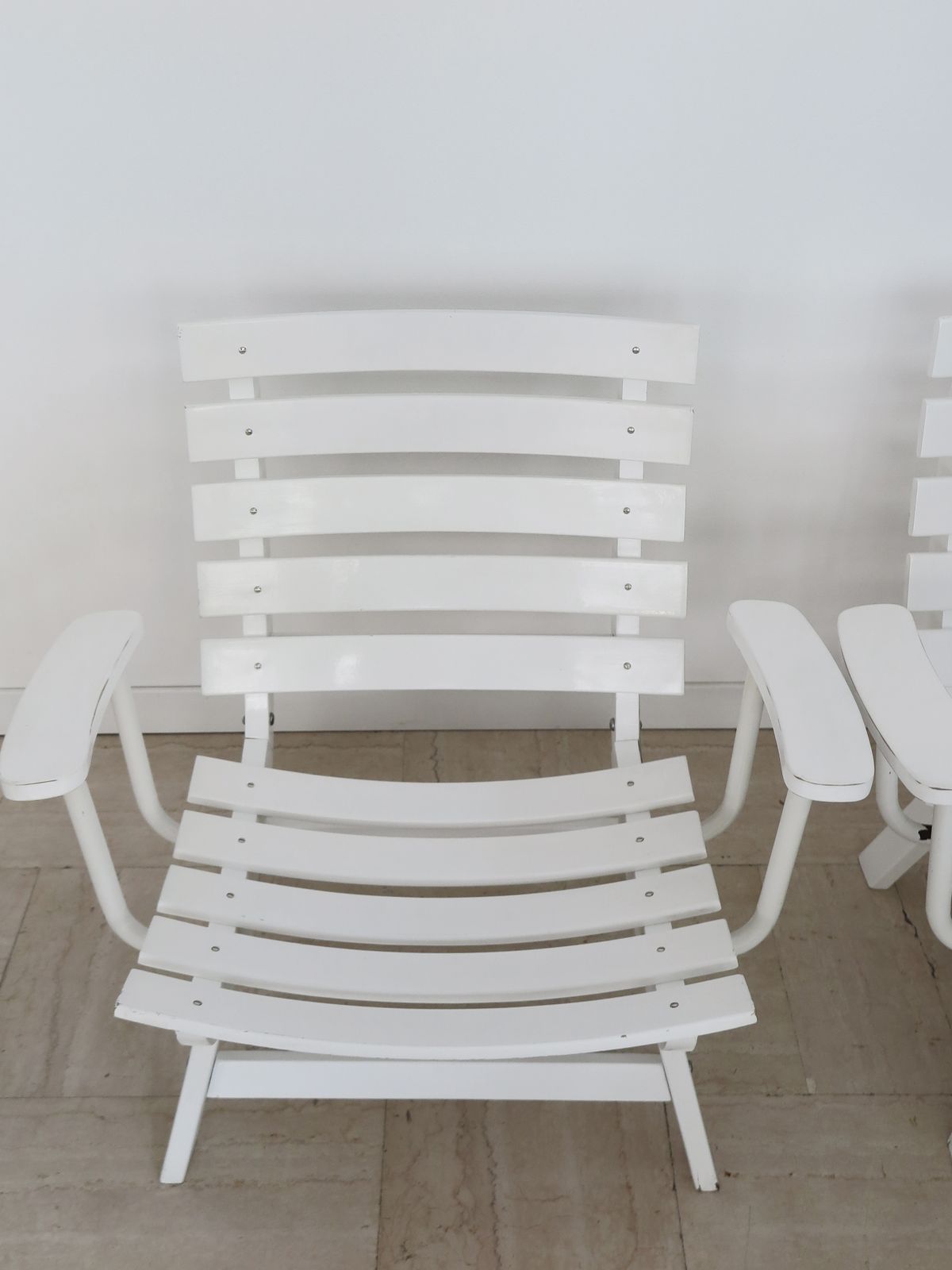 Carlo Hauner For Bfc Midcentury Garden White Laquared Wood Armchairs 1960s photo buy