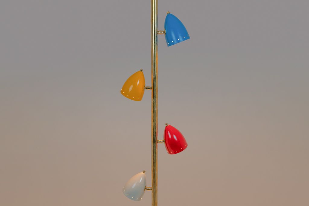 Tubular Hanging Lamp In Patinated And Lacquered Brass. Contemporary photo for sale