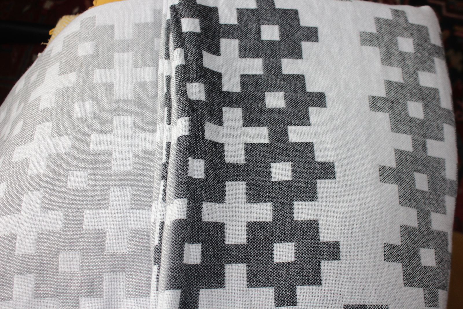 Vintage Plus 9 By Hay Grey & Black Check Merino Wool Blanket/Throw
