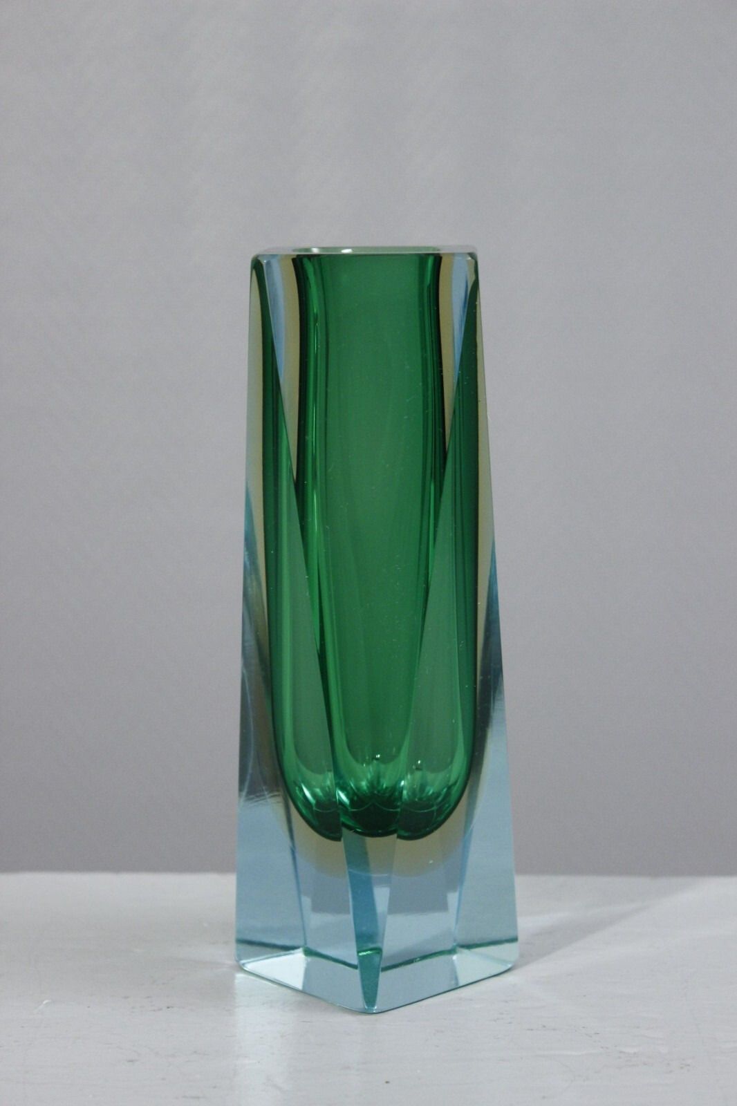 Sommerso Murano Glass Diamond Vase Design Italy 1970s photo furniture