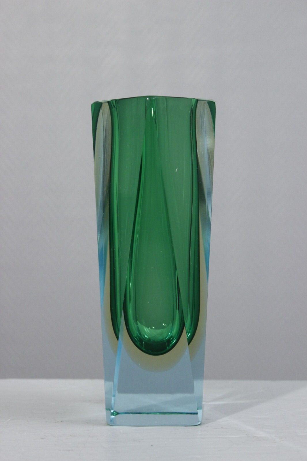 Sommerso Murano Glass Diamond Vase Design Italy 1970s photo for sale