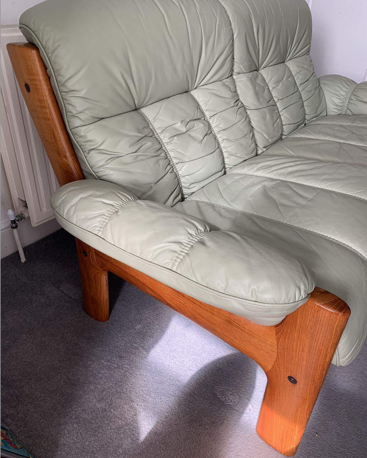 1980s Norwegian Mid Century Ekornes ‘Montana’ Solid Teak And Leather Two Seater photo furniture