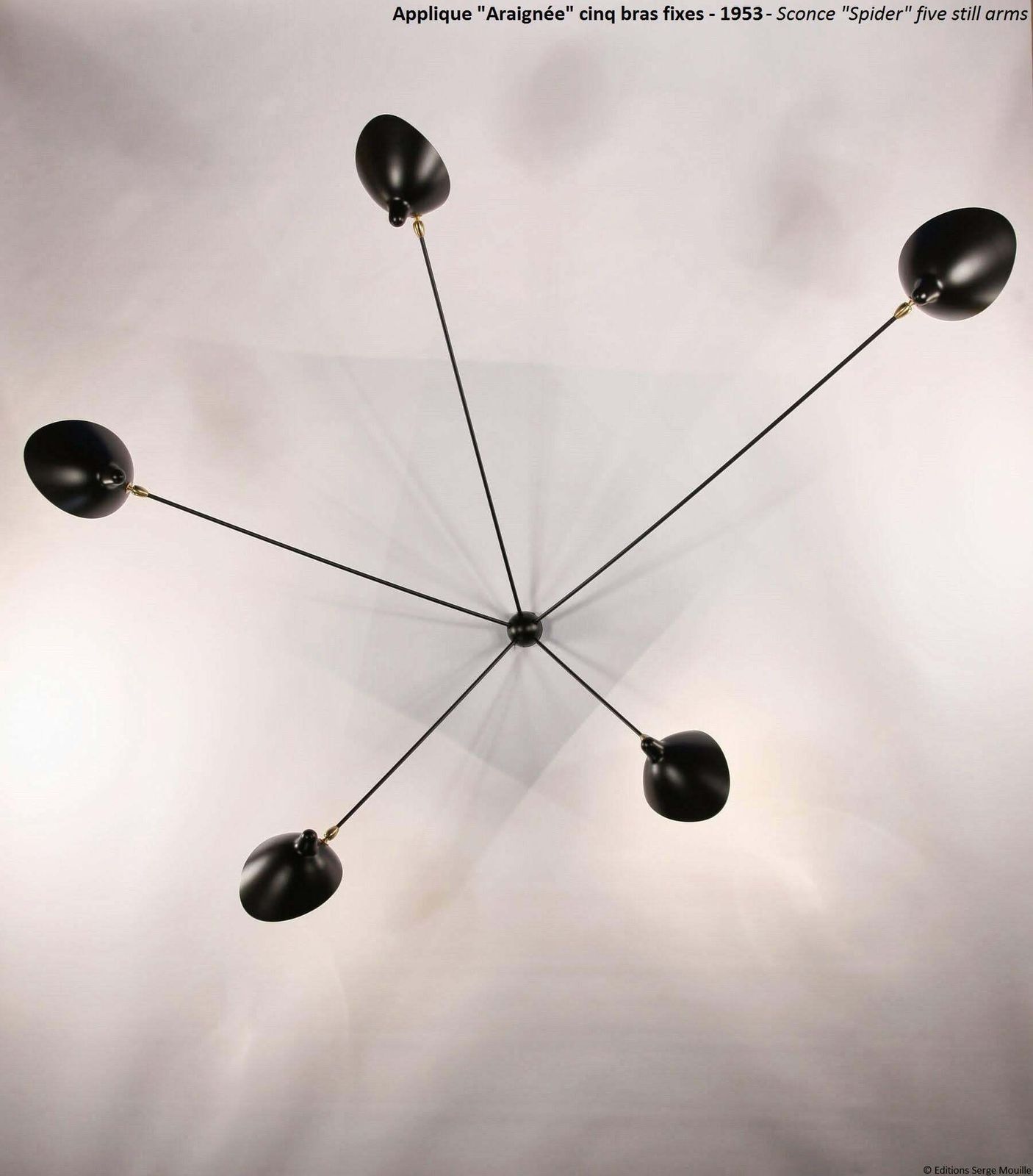 Sconce Lamp Serge Mouille Model "Applique Spider 5 Arms" In Black Or White photo for sale