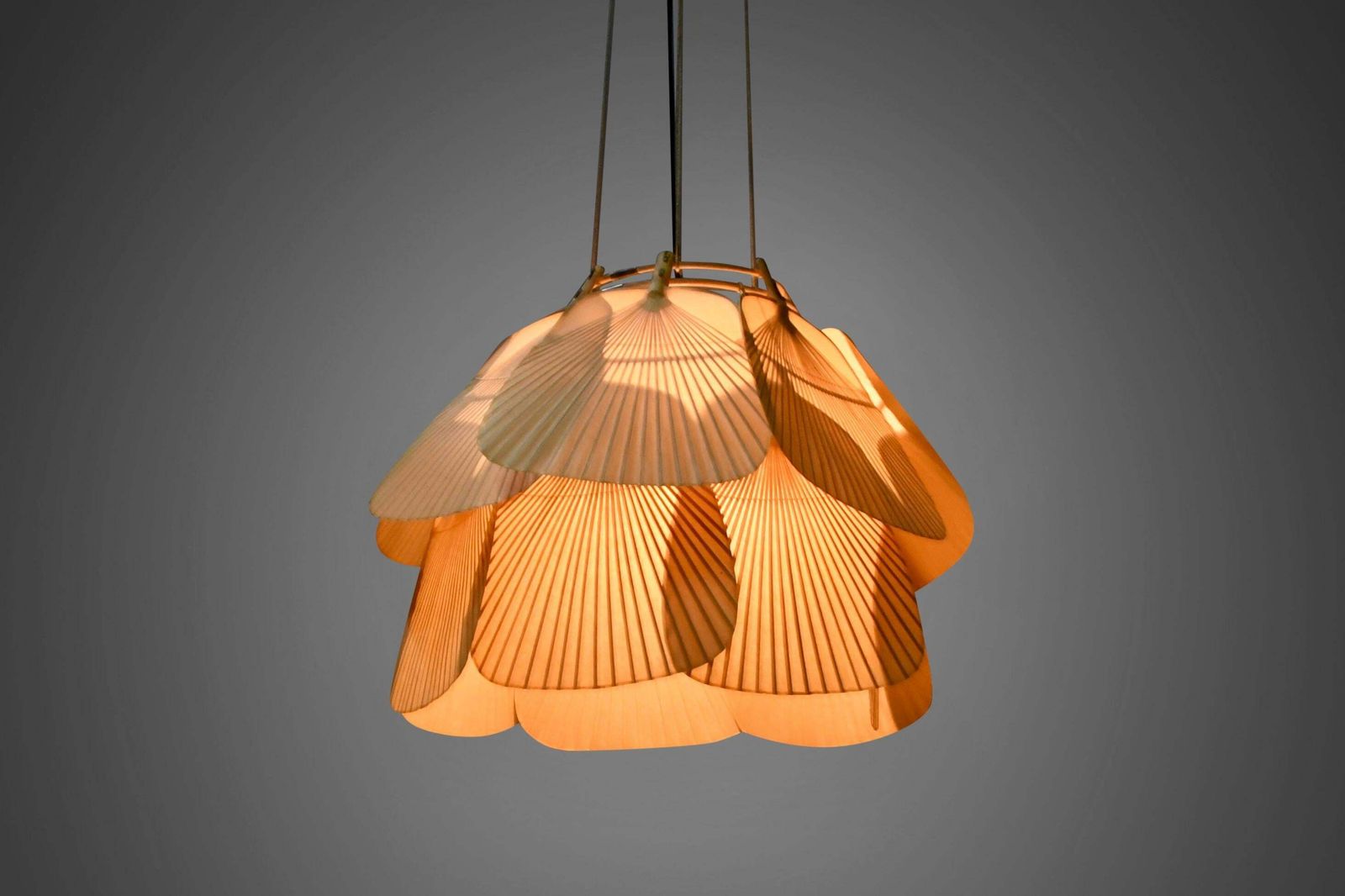 Beautiful Uchiwa ‘Ju Yon’ Chandelier By Ingo Maurer, Germany, 1970s photo buy