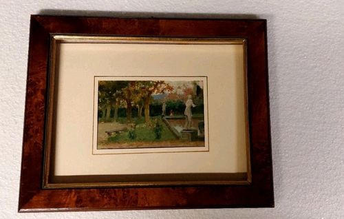 Garden Of Villa Toscana Oil On Panel First 900 Painted Antique photo buy
