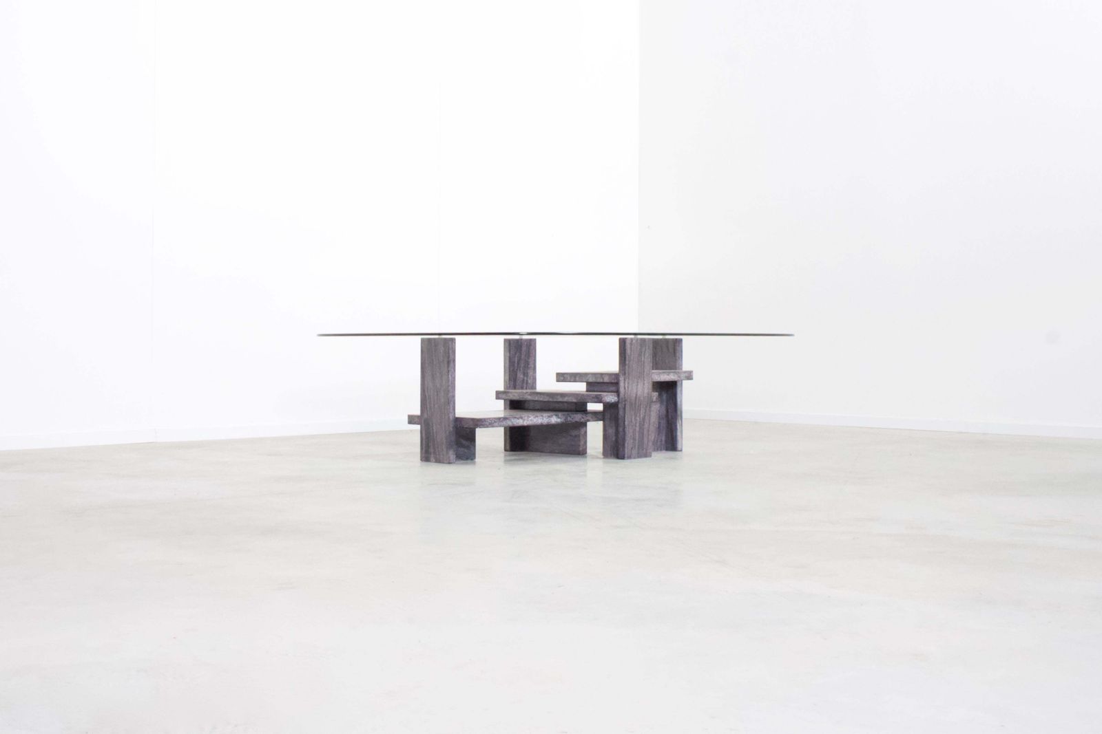 Willy Ballez Marble And Glass Coffee Table, 1970s Belgium photo for sale