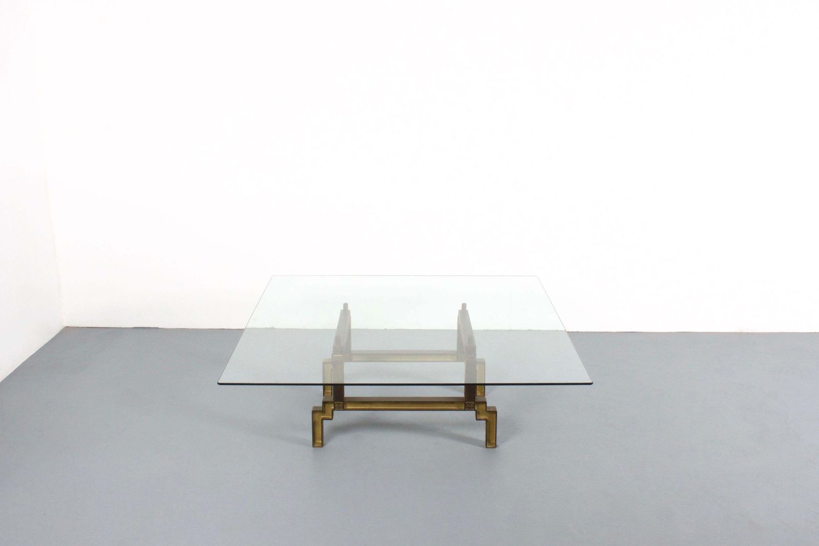 Sculptural Bronze And Glass Coffee Table By Peter Ghyczy photo Furniture