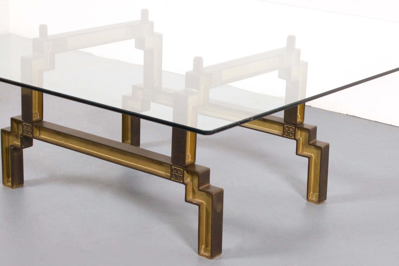Sculptural Bronze And Glass Coffee Table By Peter Ghyczy photo 3083.0