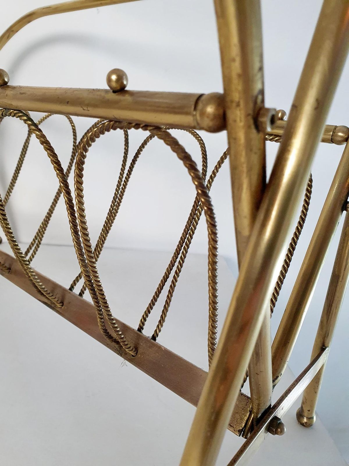 Midcentury Brass Magazine Rack, Italy photo Home Decor