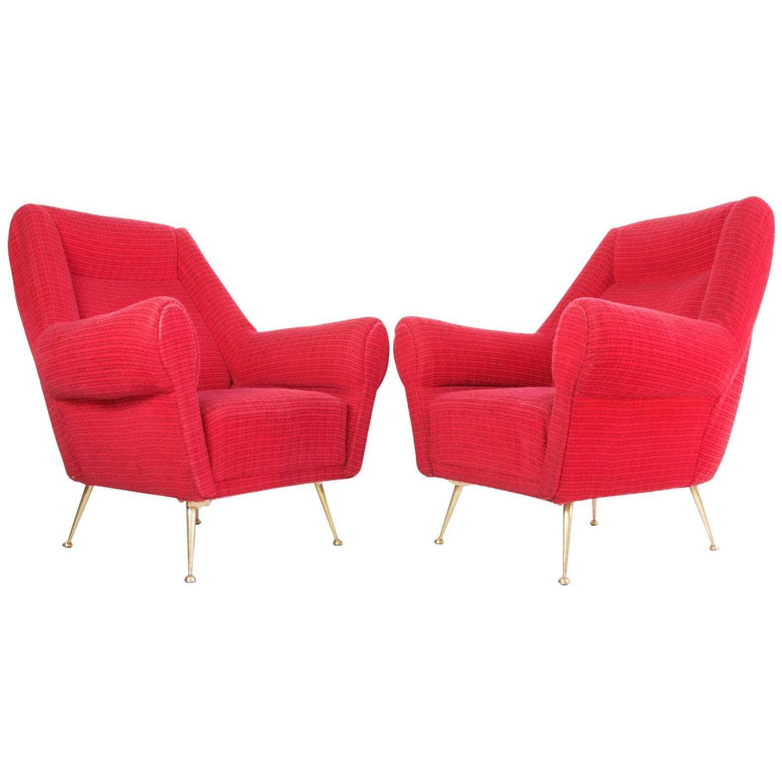 Pair Of Midcentury Armchairs By Gigi Radice For Minotti, Italy photo for sale