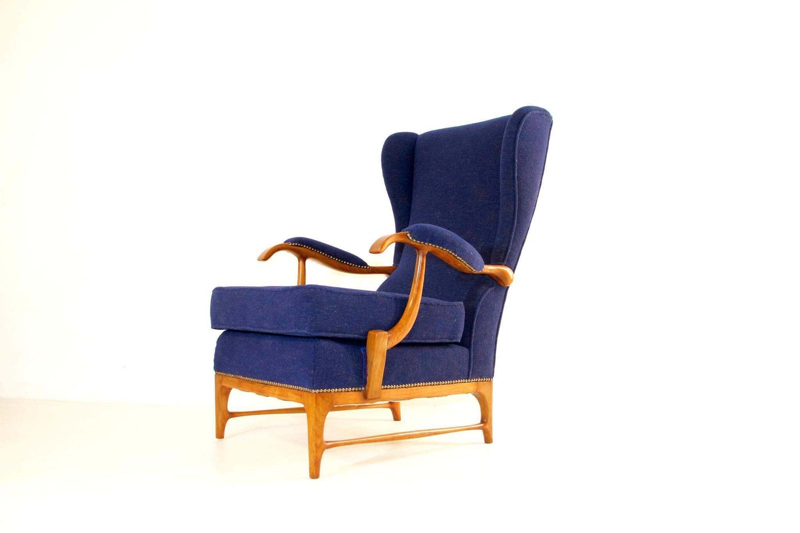 Furniture Midcentury Pair Of Armchairs In Walnut By Paolo Buffa For Framar Made In Italy photo