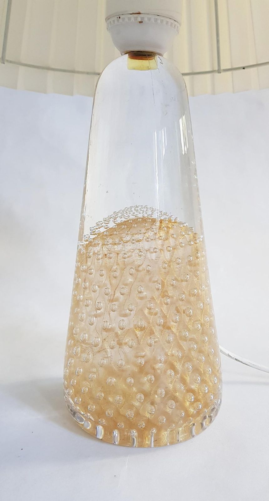 Table Lamp In Art Glass 24 Karat Gold By Marcolin Art Crystal, Sweden, 1960s photo for sale
