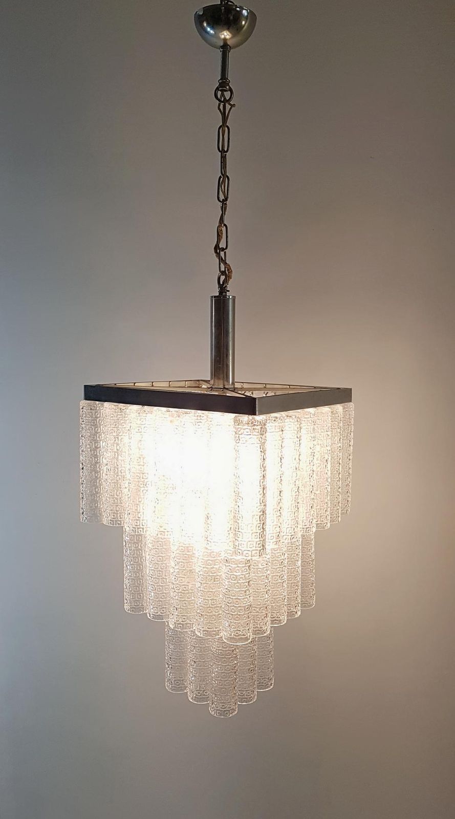 Midcentury Italian Glass Tube Chandelier photo furniture