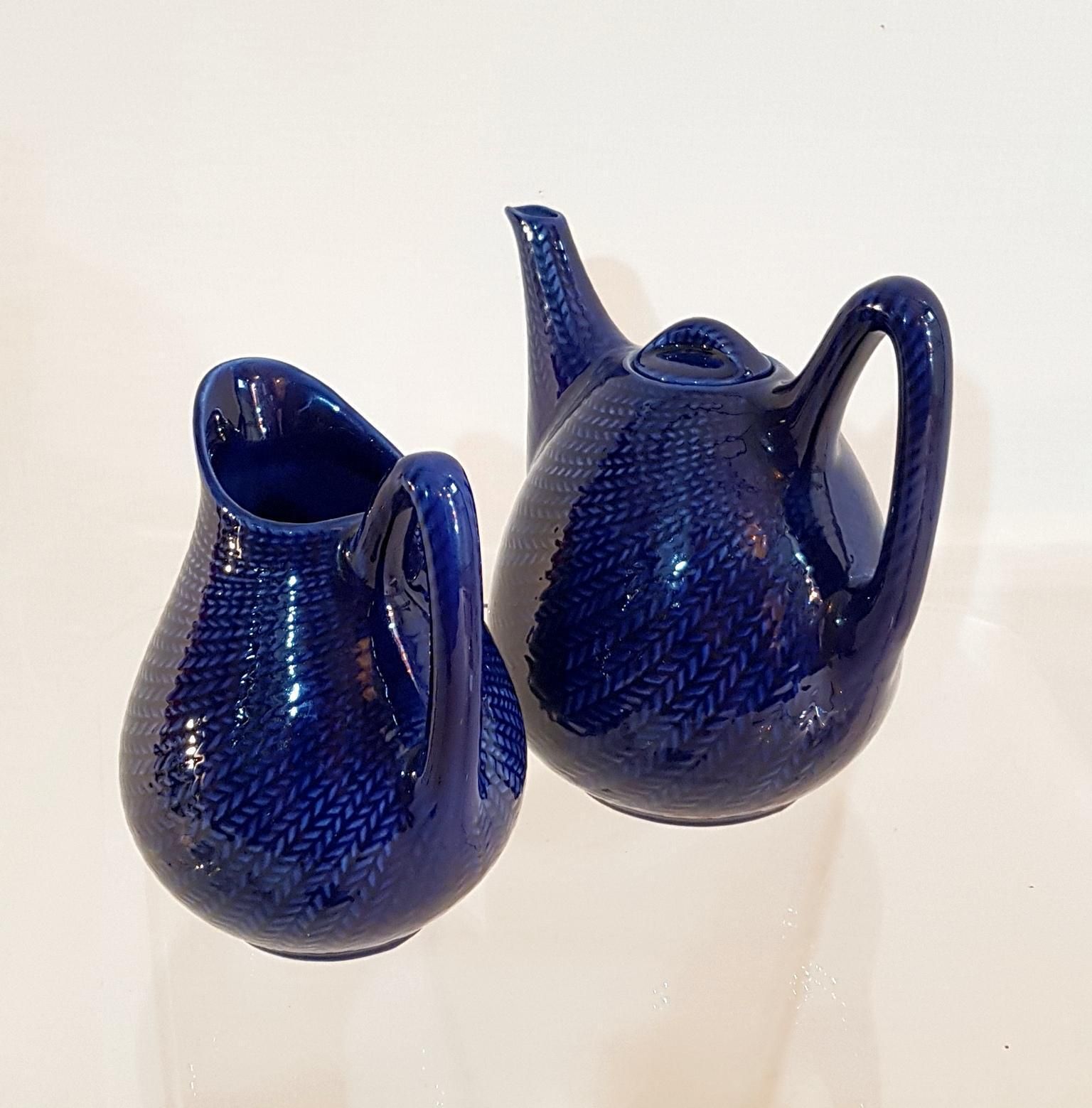 Mid Century Teapot And Jug Blå Eld By Hertha Bengtsson For Gustavsberg Sweden photo Home Decor