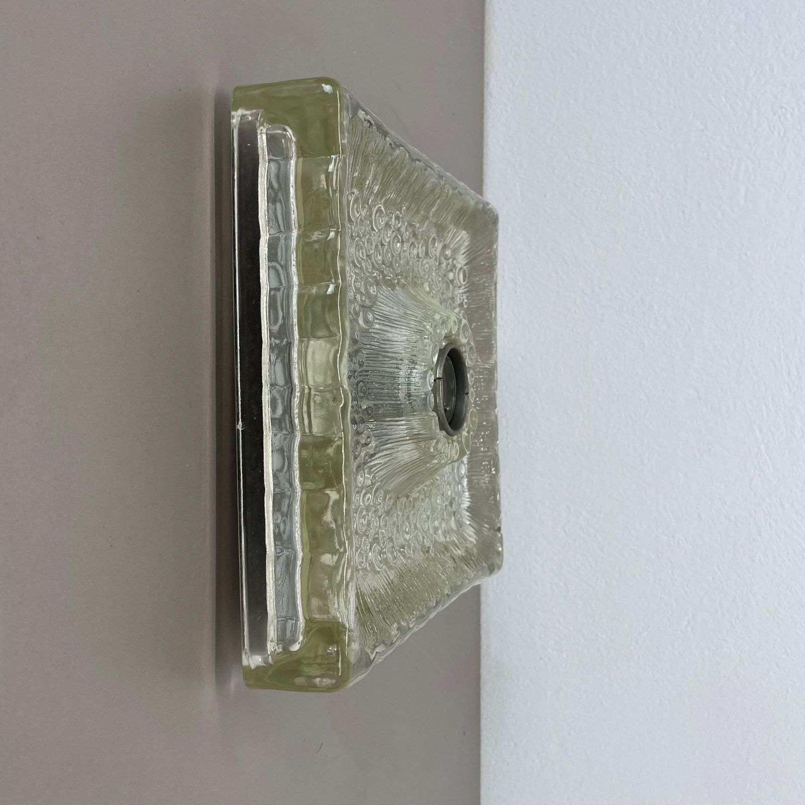 Beautiful Cubic Ice Glass Wall Light Sconce By Hillebrand Lights, Germany, 1970s photo Lighting