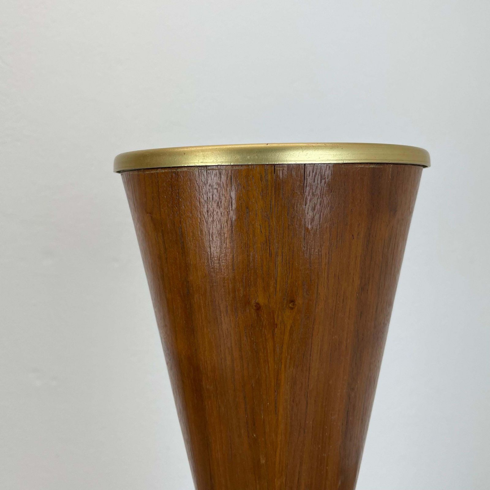55cm Minimalistic Diabolo Metal And Walnut Plant Stand Element, Italy, 1950s photo buy