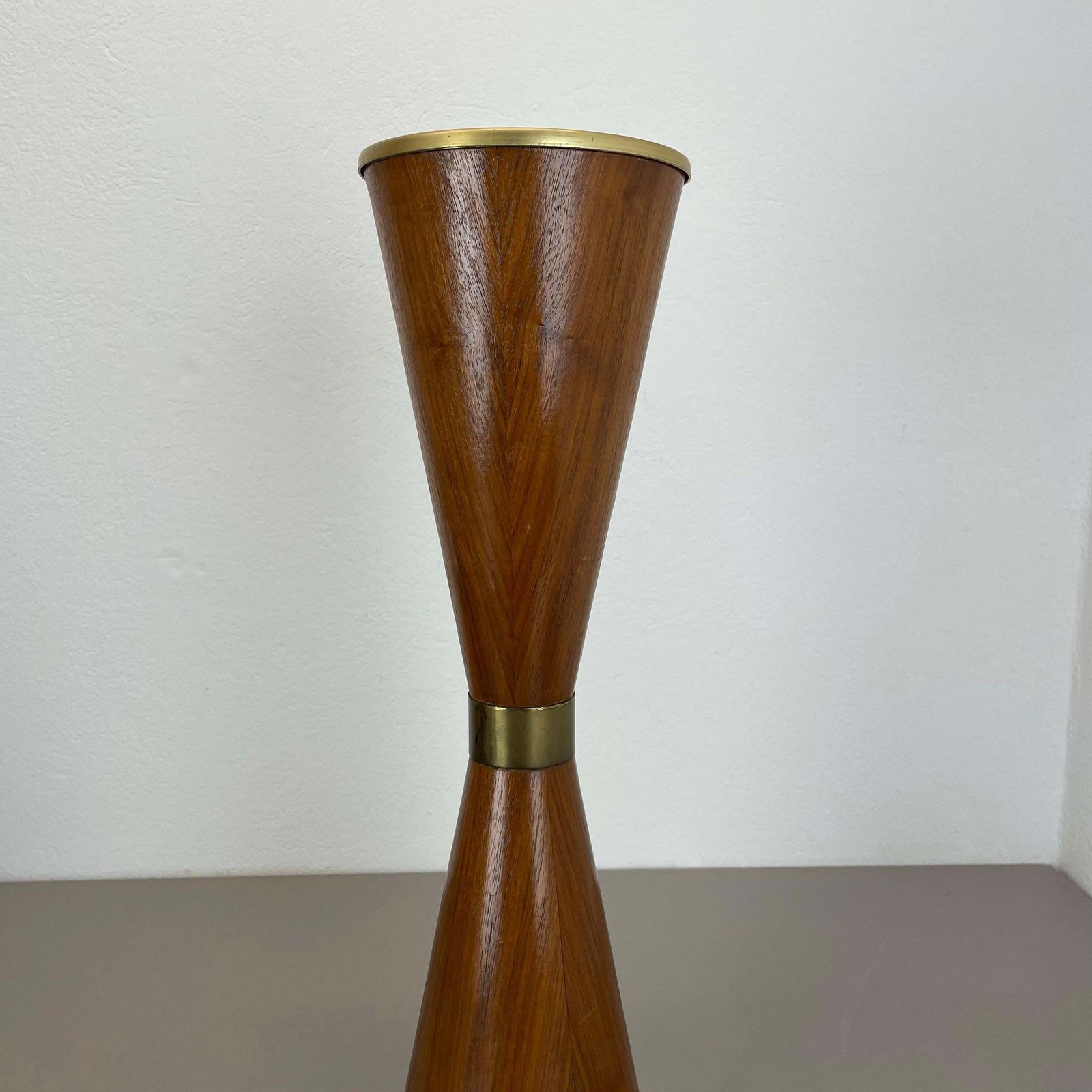 photo buy 55cm Minimalistic Diabolo Metal And Walnut Plant Stand Element, Italy, 1950s