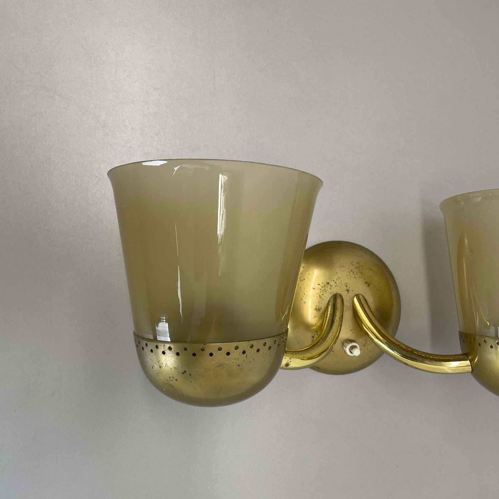 Rare Minimalist Brass And Glass Theatre Wall Light In Stilnovo Style Italy 1920s photo for sale