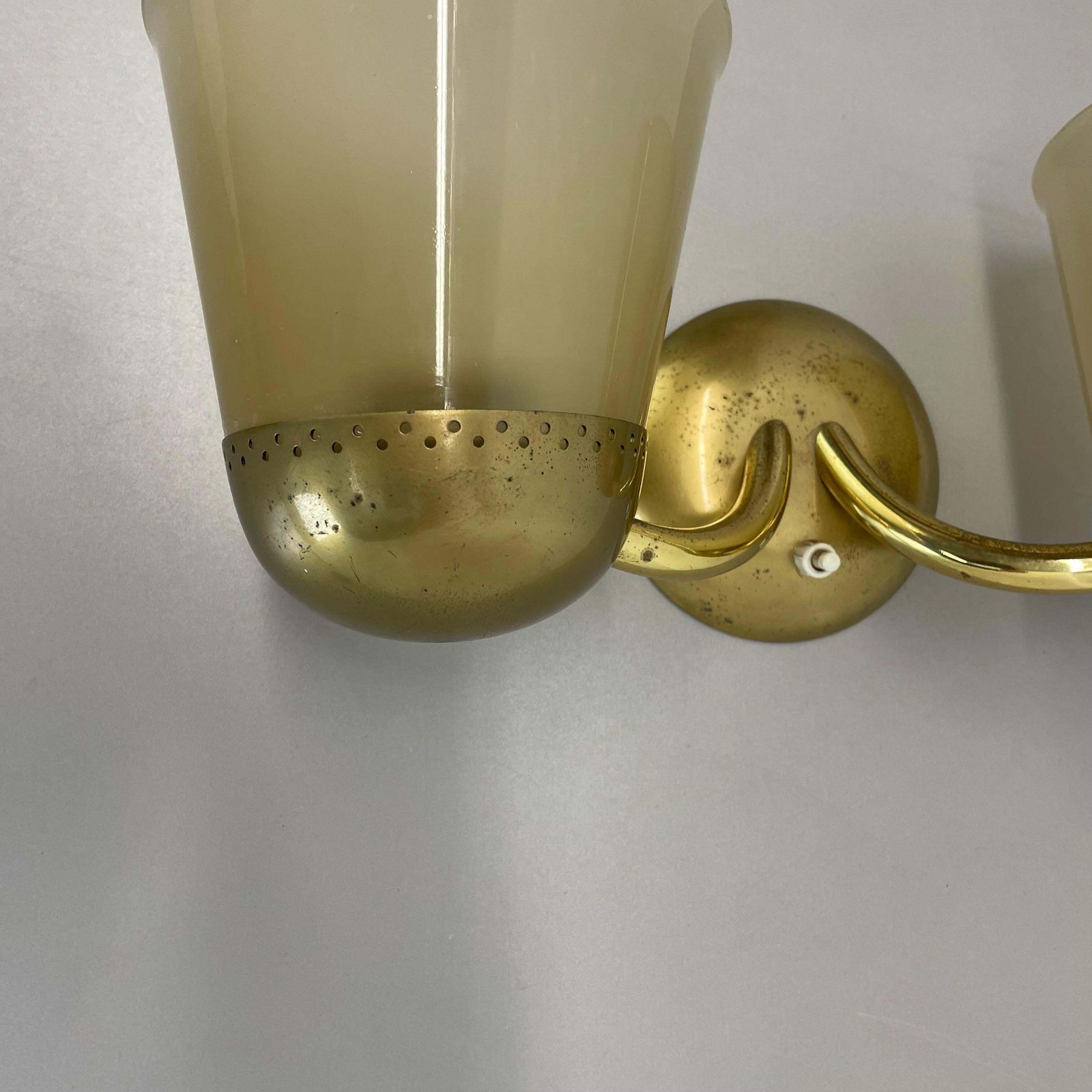 Rare Minimalist Brass And Glass Theatre Wall Light In Stilnovo Style Italy 1920s photo Lighting
