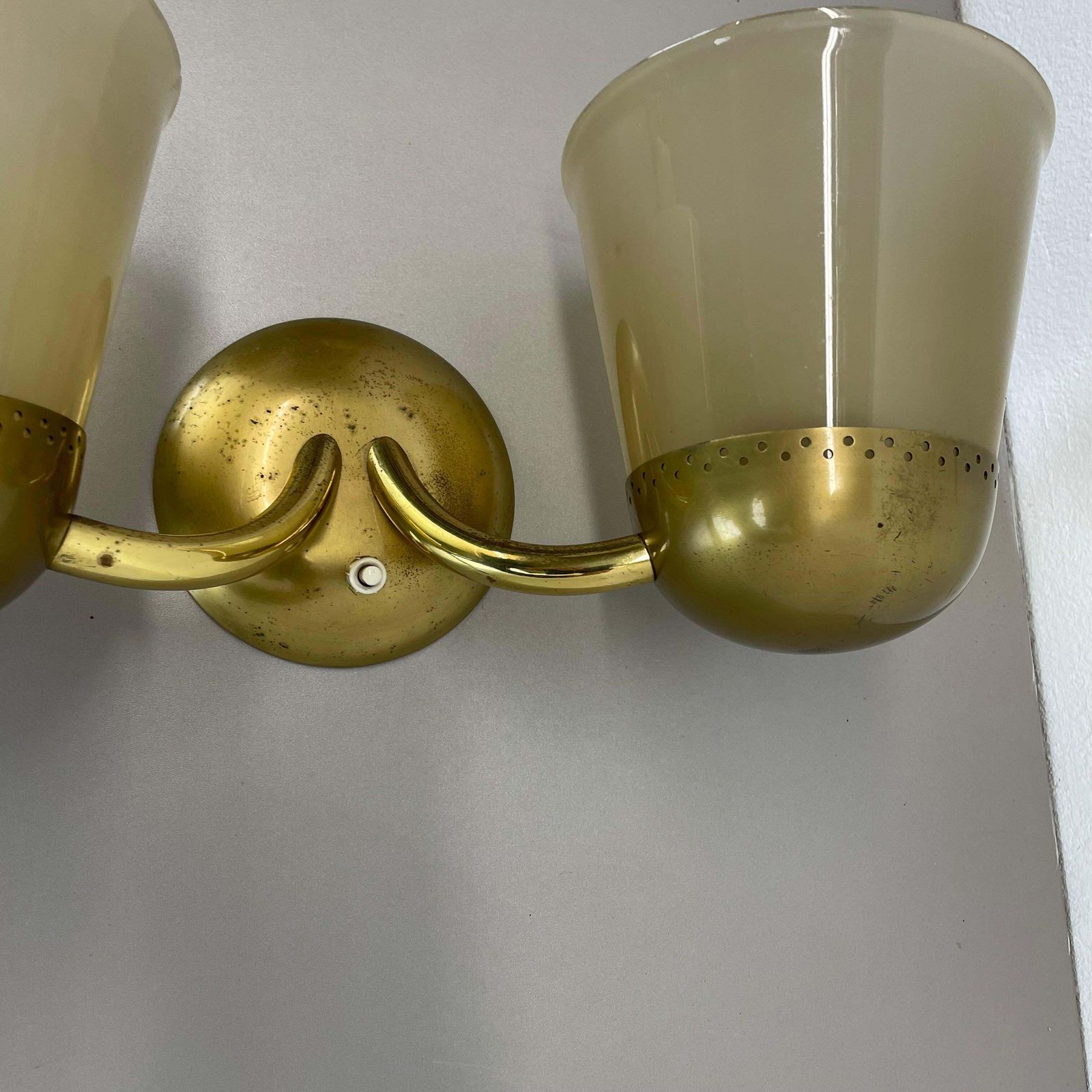 Rare Minimalist Brass And Glass Theatre Wall Light In Stilnovo Style Italy 1920s photo 1562.0