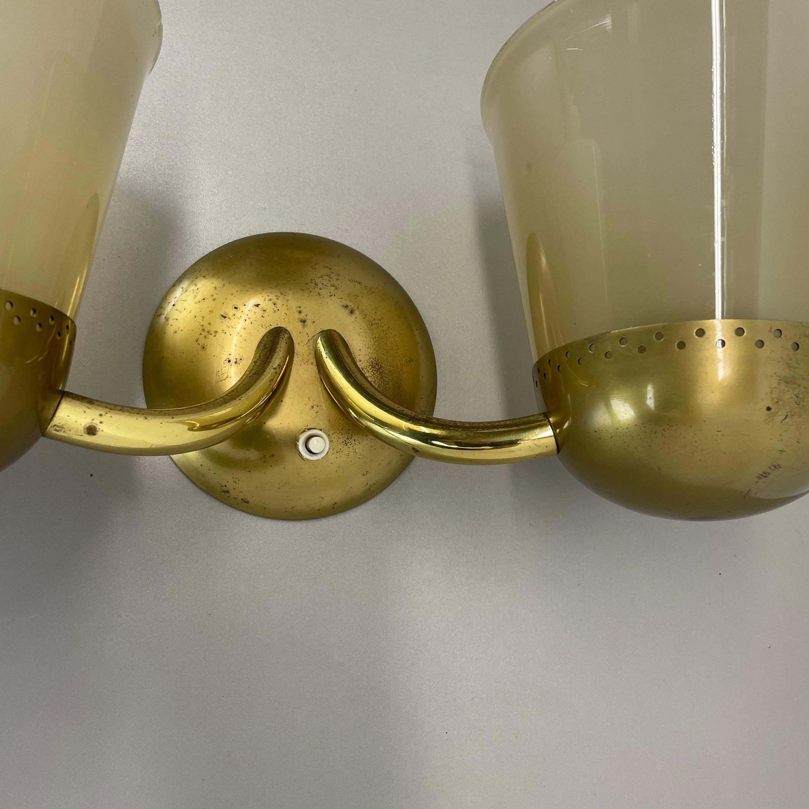 Rare Minimalist Brass And Glass Theatre Wall Light In Stilnovo Style Italy 1920s photo buy