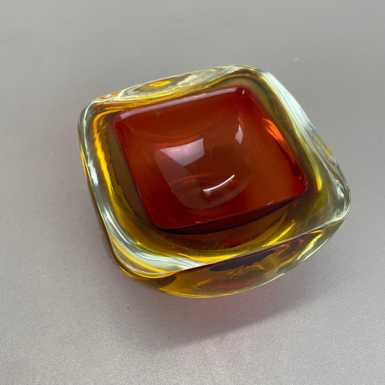 310.0 Rare Murano Glass "Red Yellow"  Bowl Element Shell Ashtray Murano, Italy, 1970s photo