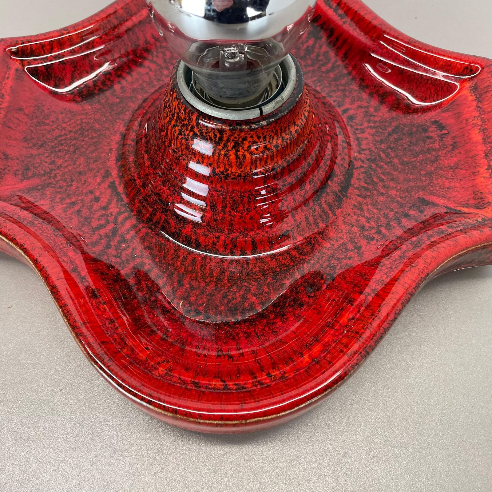 Set Of Two Red Ceramic Fat Lava Wall Lights By Hustadt Lights Germany 1970s photo buy