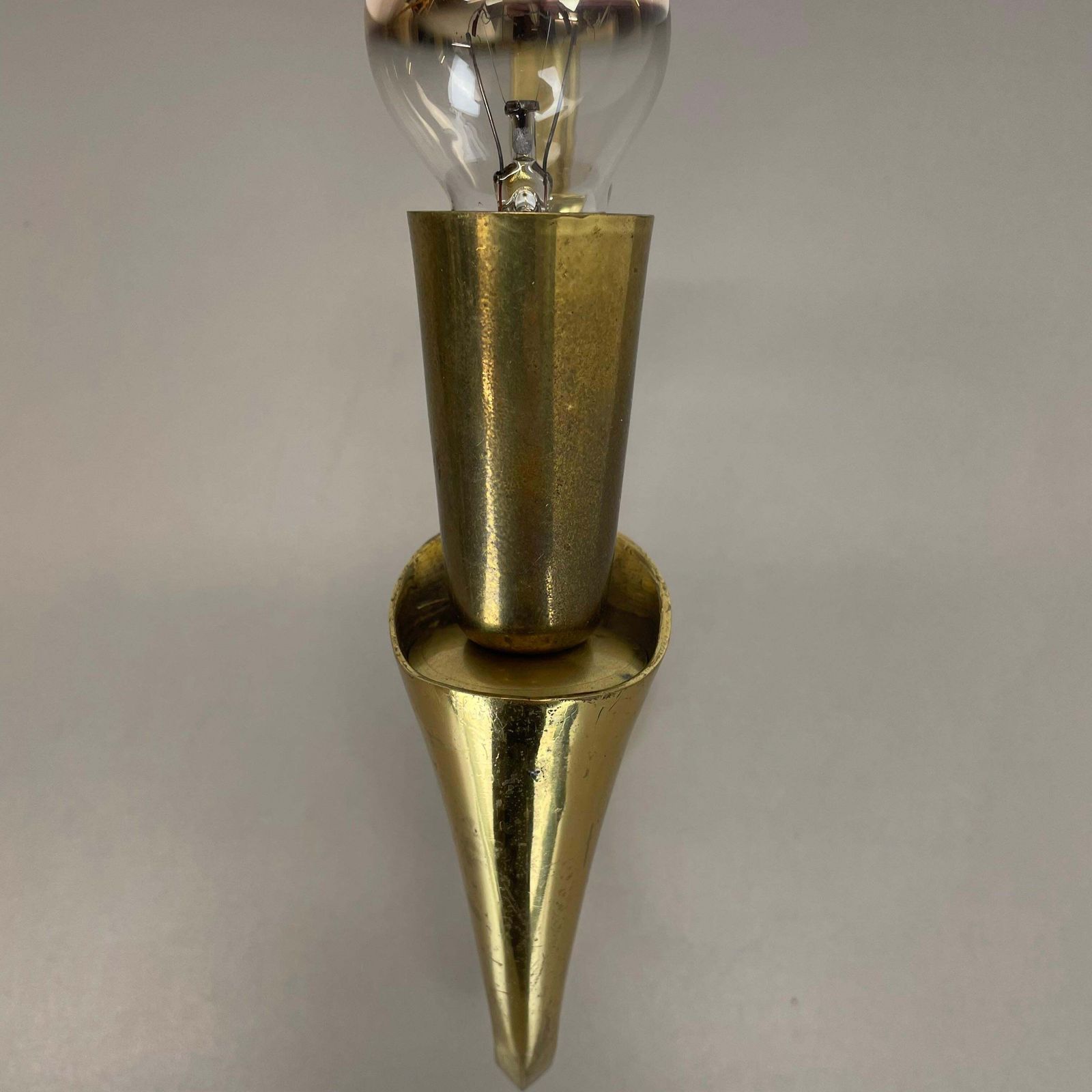 Rare Minimalist 41cm Brass Stilnovo Style Theatre Wall Light Sconce, Italy 1950s photo buy