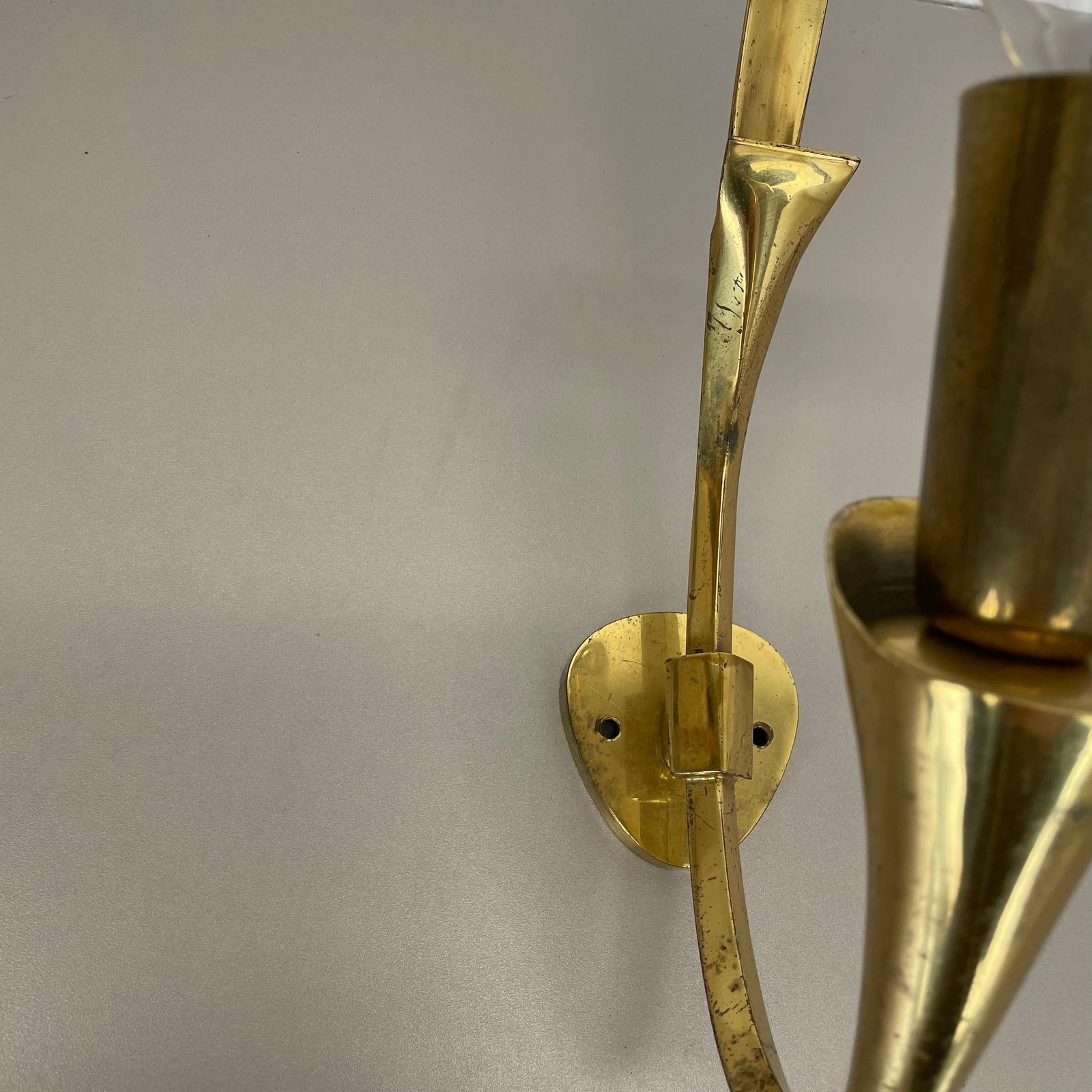 Rare Minimalist 41cm Brass Stilnovo Style Theatre Wall Light Sconce, Italy 1950s photo vintage