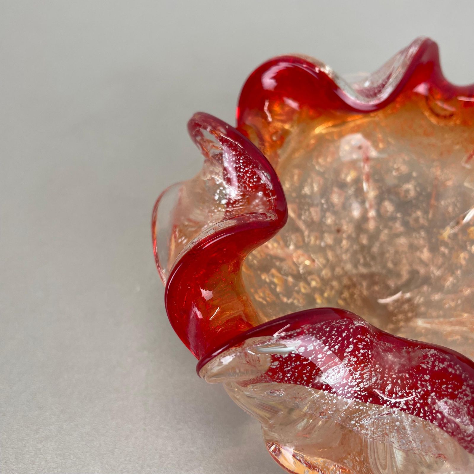Murano Glass "Floral" Bowl Element Shell Ashtray By Barovier + Toso, Italy, 1970 photo vinterior