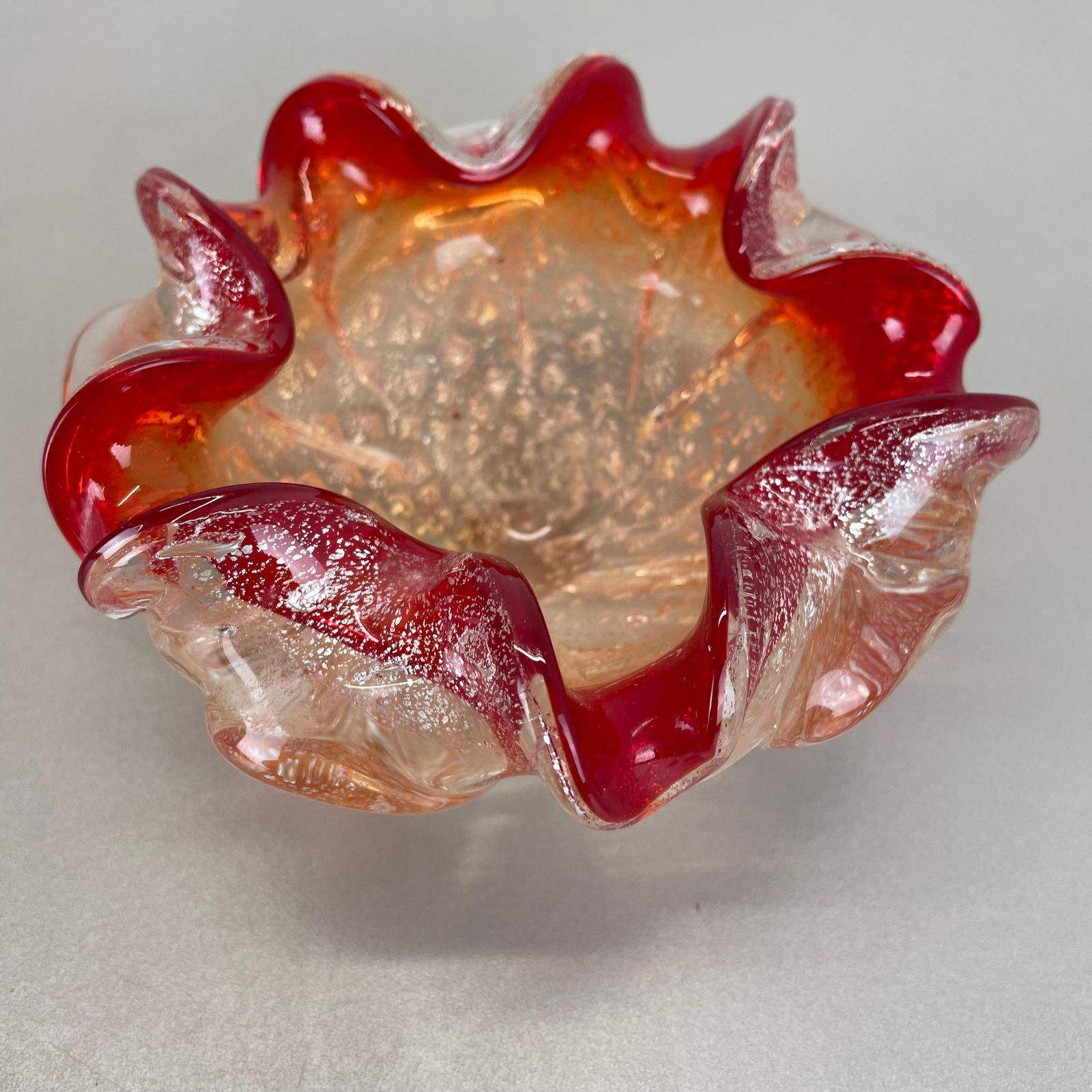 photo for sale Murano Glass "Floral" Bowl Element Shell Ashtray By Barovier + Toso, Italy, 1970