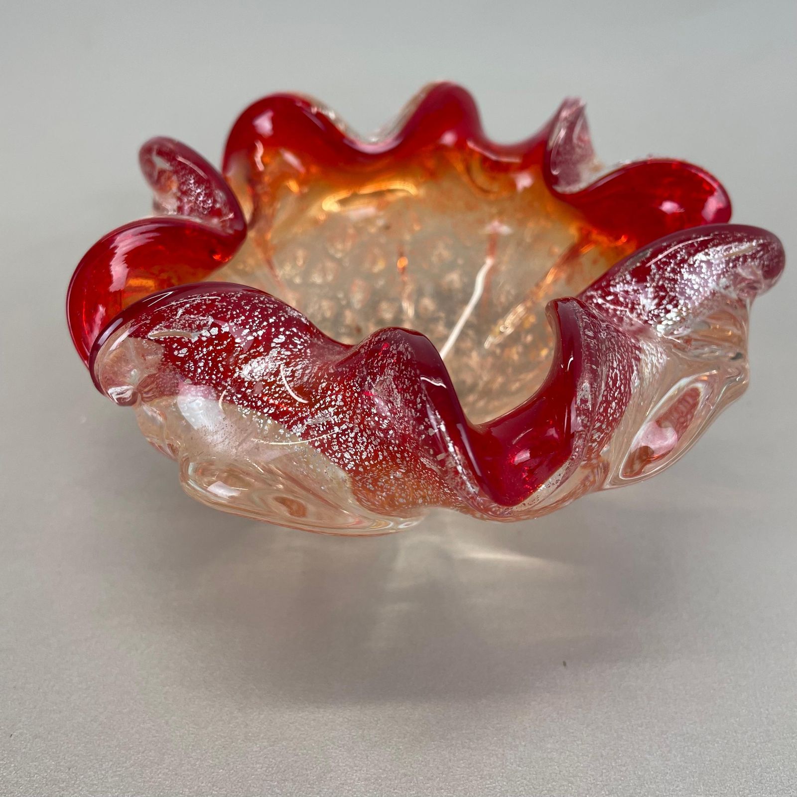 Home Decor Murano Glass "Floral" Bowl Element Shell Ashtray By Barovier + Toso, Italy, 1970 photo