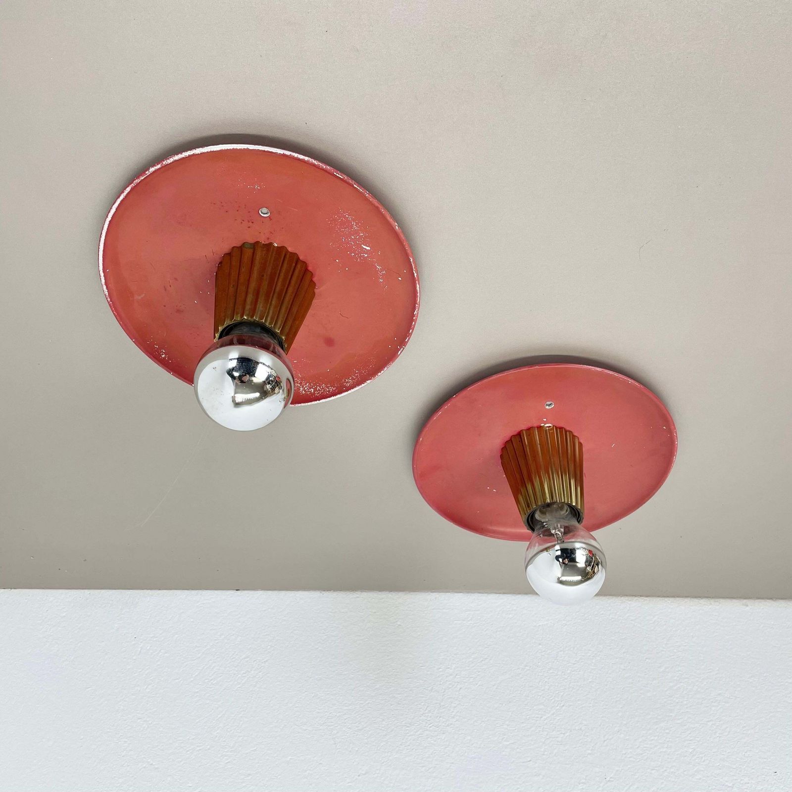 Unique Brass Spot Gino Sarfatti Style Wall Ceiling Light Flushmount Italy 1950s photo furniture