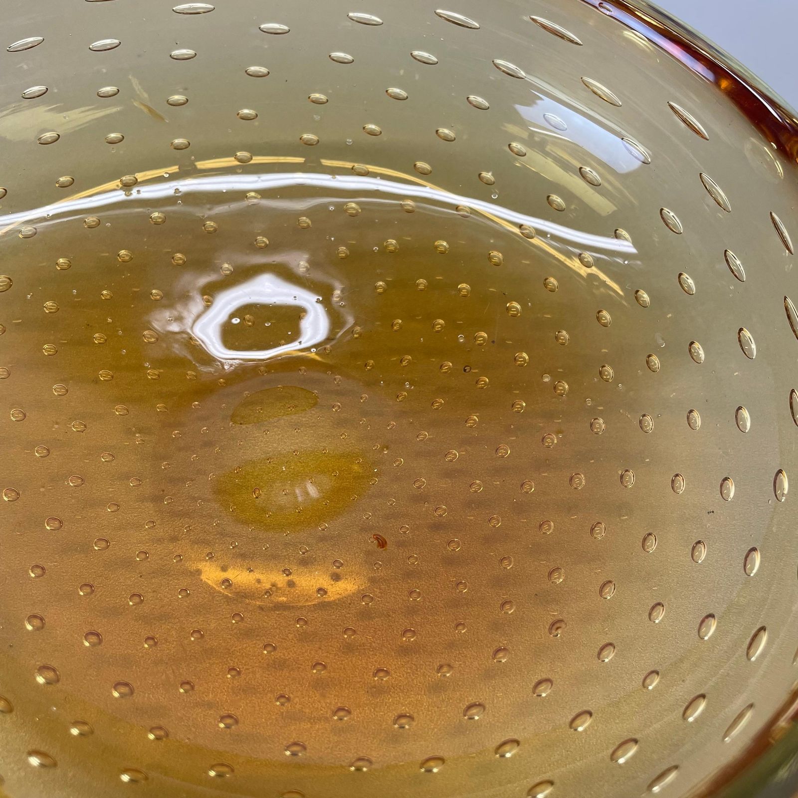 photo furniture Xl  Murano Glass 1.2kg Bullicante Yellow Bubble Bowl Element Shell Italy 1970