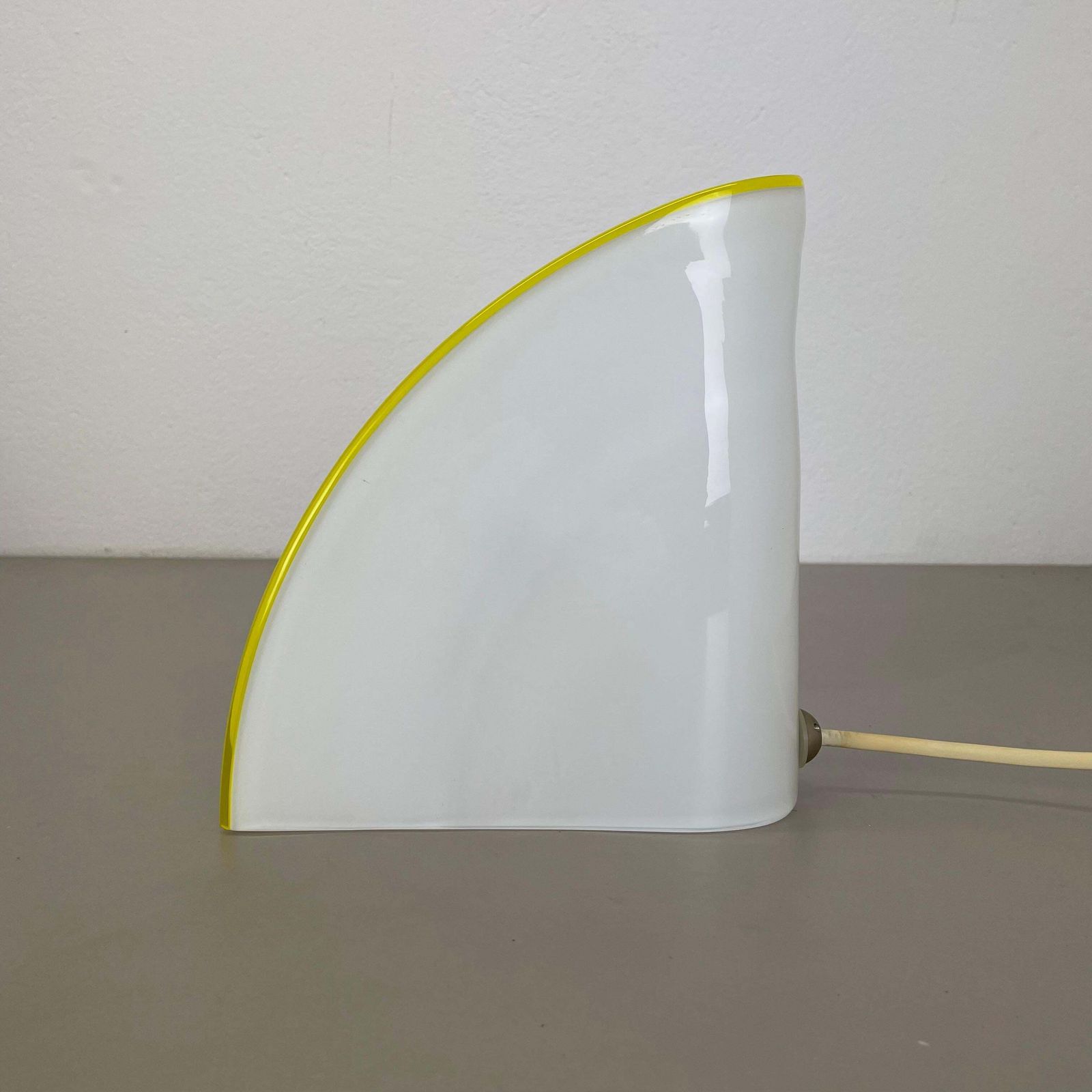 Minimalist White And Yellow Murano Glass Table Light By De Majo, Italy 1970s photo for sale