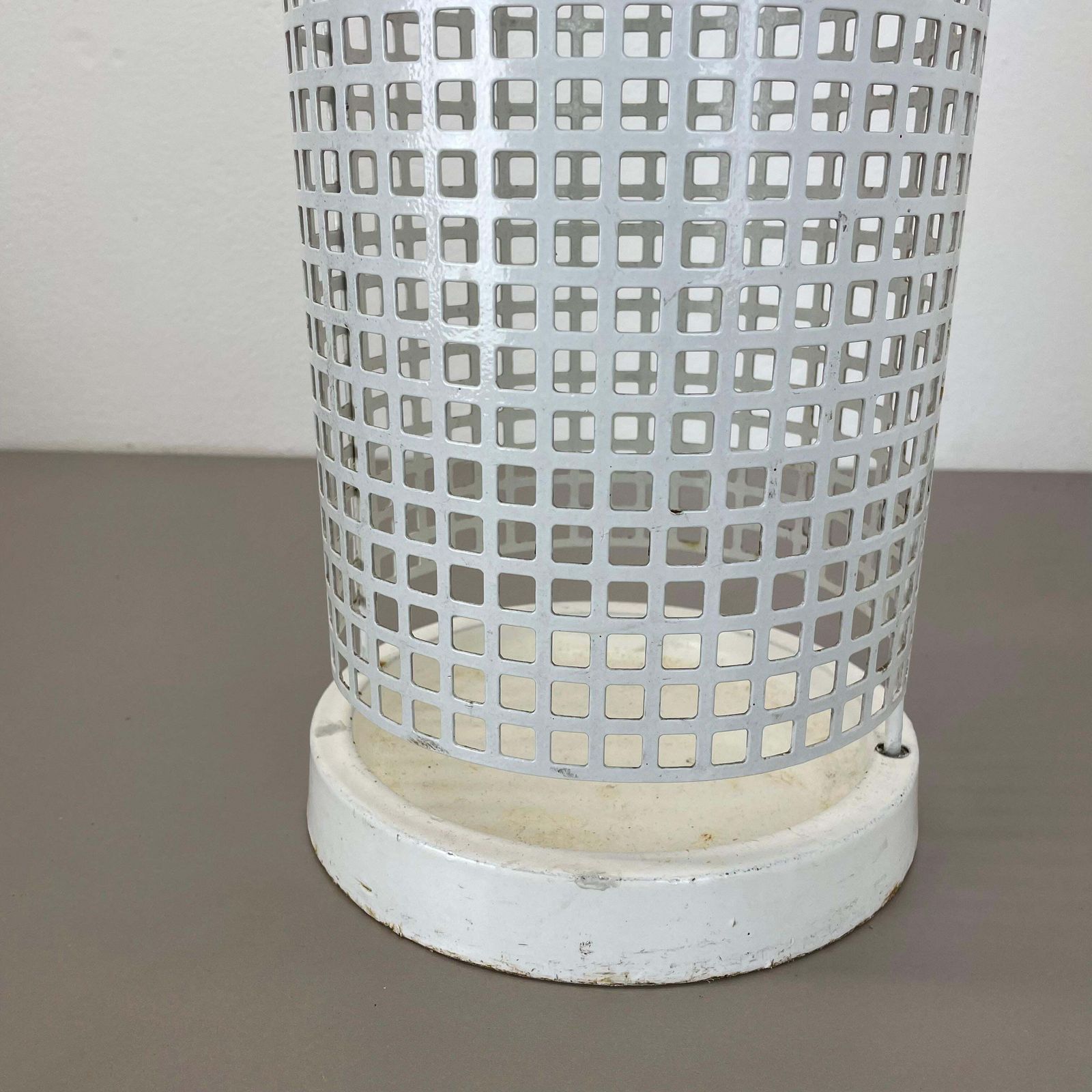 photo buy Original Mategot Style Perforated White Metal Umbrella Stand, France, 1970s