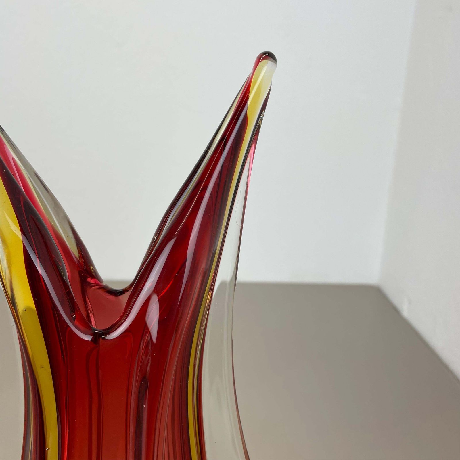Large 35cm 2.4kg Colorful Glass Vase By Flavio Poli Attrib., Murano, Italy 1970s photo vintage