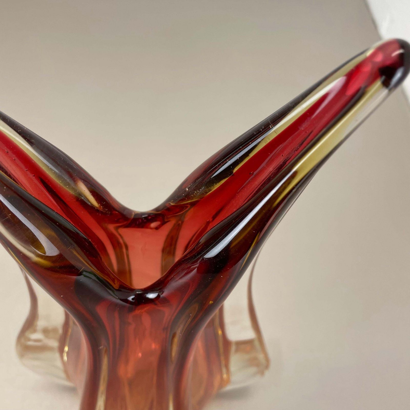 photo for sale Large 35cm 2.4kg Colorful Glass Vase By Flavio Poli Attrib., Murano, Italy 1970s