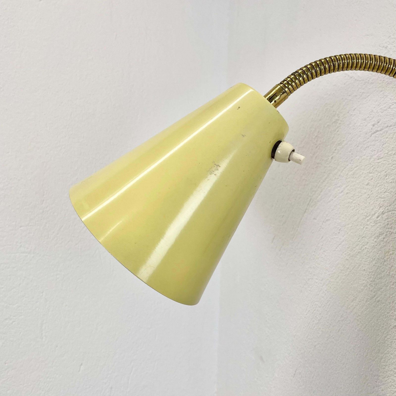 Rare Adjustable Yellow Metal Brass Stilnovo Style Wall Ceiling Light, Italy 1950 photo for sale