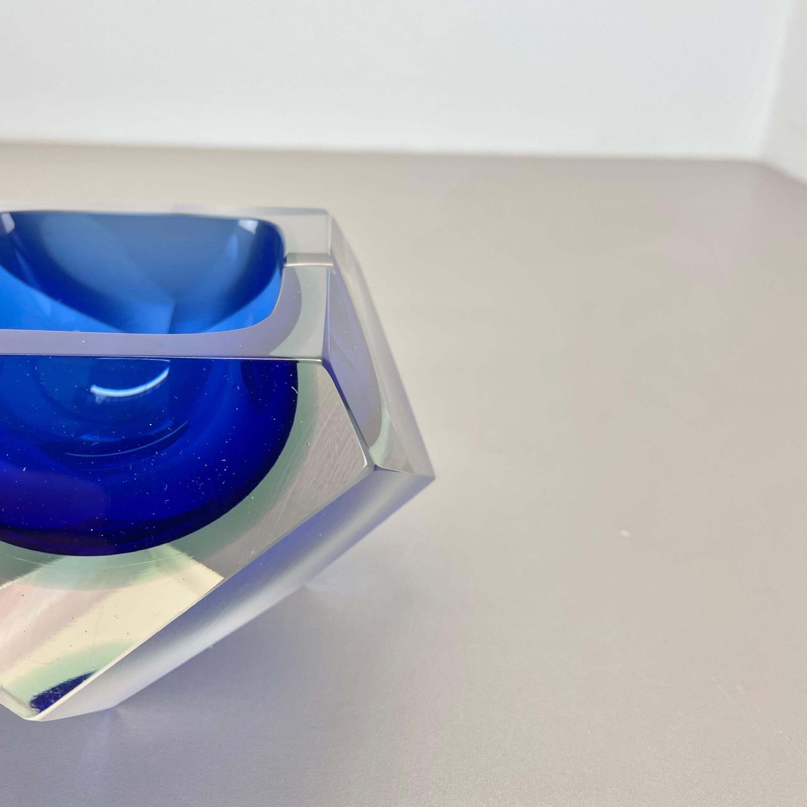 Xl 1.7kg Murano Glass Sommerso "Diamond" Bowl Ashtray By Flavio Poli Italy, 1970 photo buy