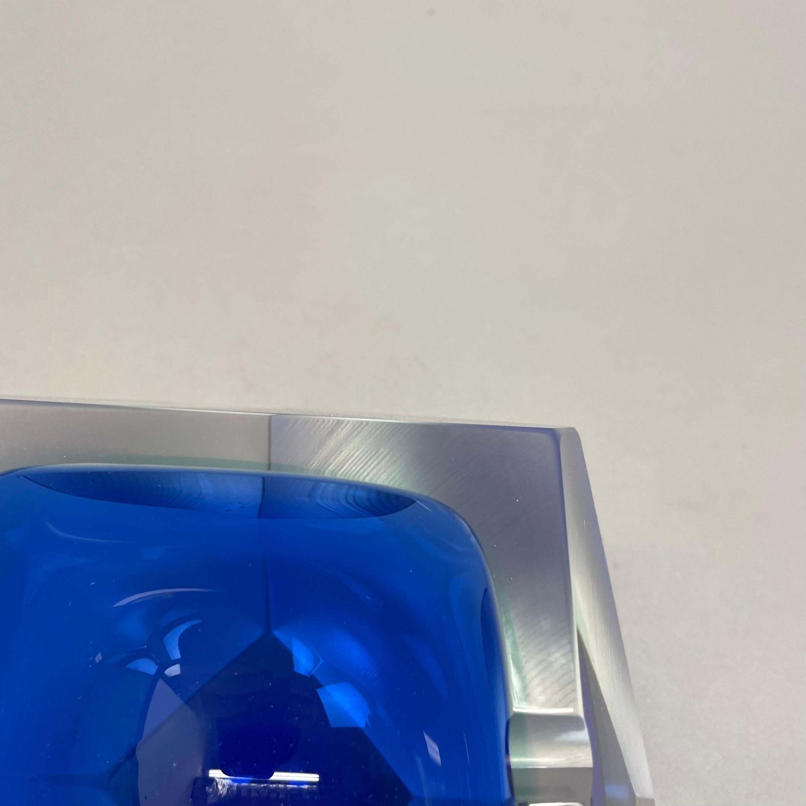 796.0 Xl 1.7kg Murano Glass Sommerso "Diamond" Bowl Ashtray By Flavio Poli Italy, 1970 photo