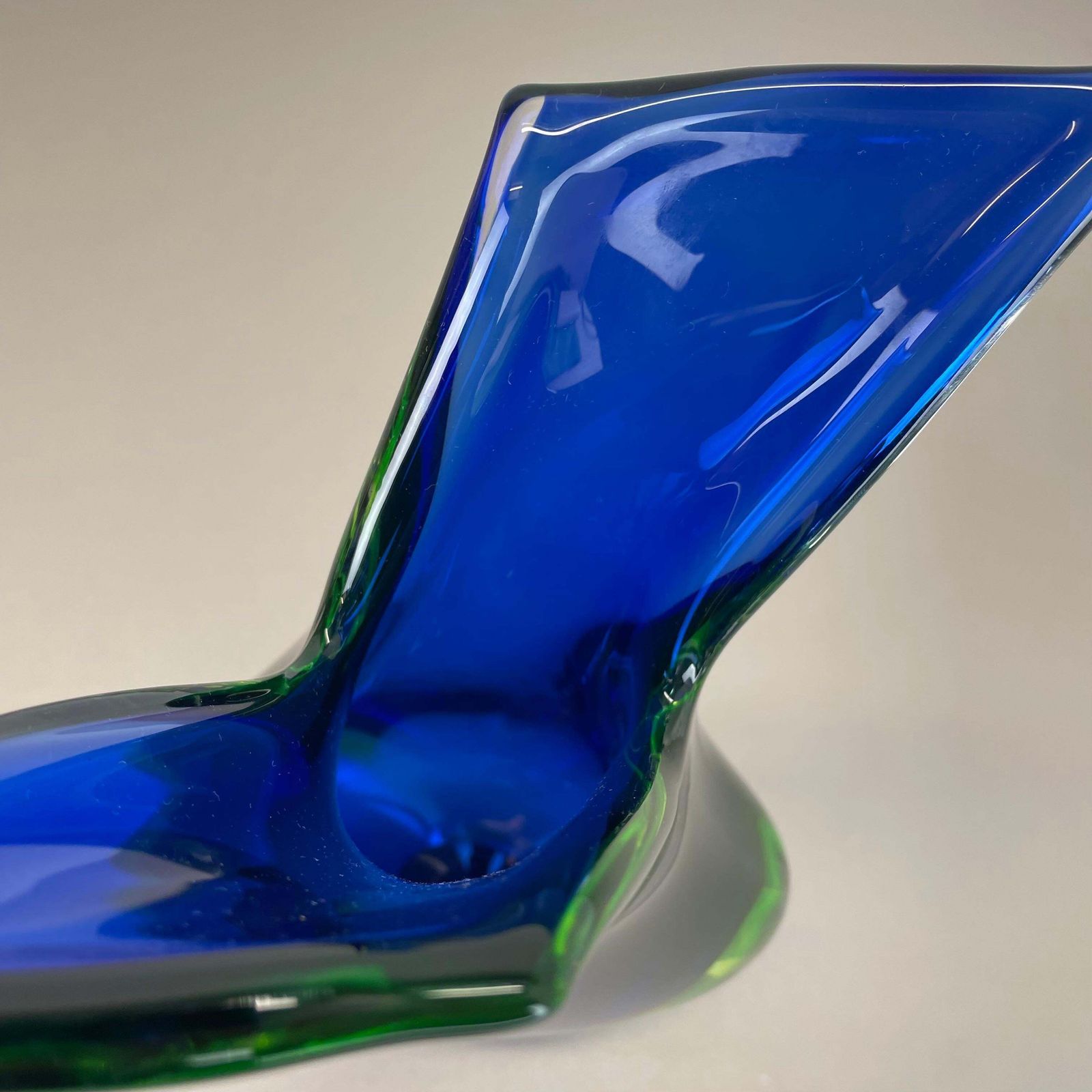 Xxl 36cm 4.9kg Sommerso Glass Vase By Flavio Poli For Seguso, Murano, Italy 1970 photo vintage